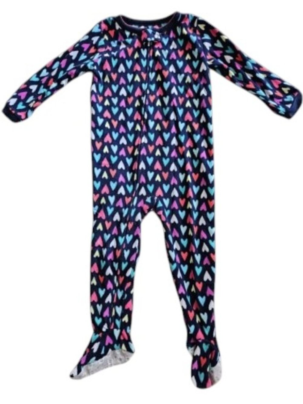 CARTER'S Blue Heart Print Fleece Blanket Sleeper Girls Size 3T